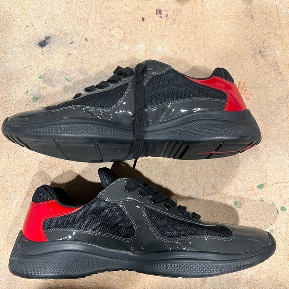 Grey & red low top Prada sneakers - Picture 3 of 7